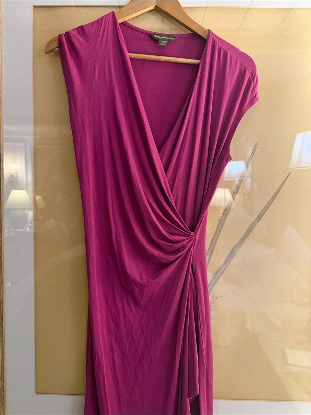 Tommy Bahama Fuchsia Draped Midi Dress with Side Twist